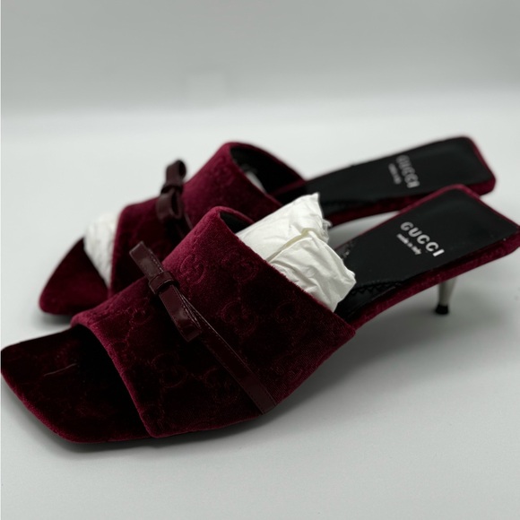 Gucci GG Jacquard Bow Slide Sandals 37 - Picture 9 of 10